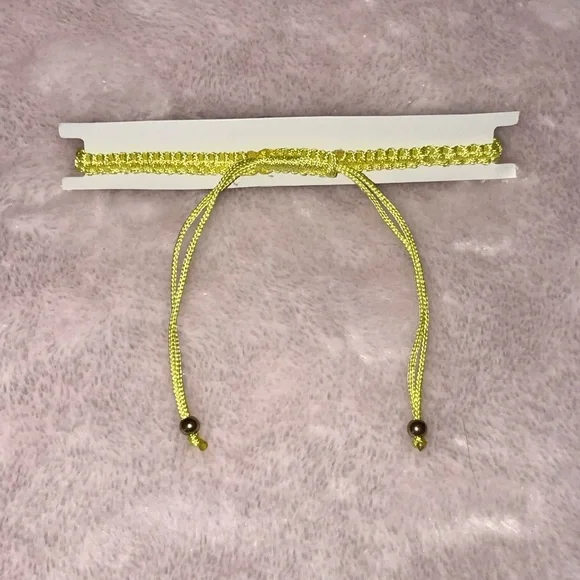 ✨✨5/$10✨✨ Lucky Yellow String Minimalist Thread Macrame Rope Bracelet w Crystal - Picture 3 of 6